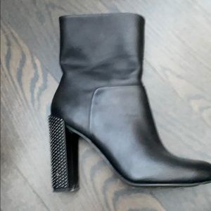 Halston Studded High Heel Leather Boots
